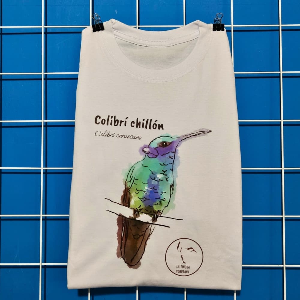 Camiseta ilustrada colibri chillon, La Tingua Bogotana — imagen de referencia