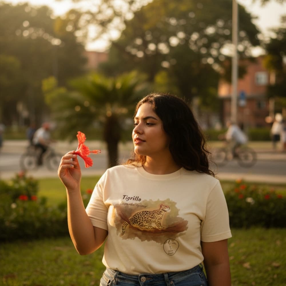 Camiseta ilustrada tigrillo, La Tingua Bogotana — imagen de referencia