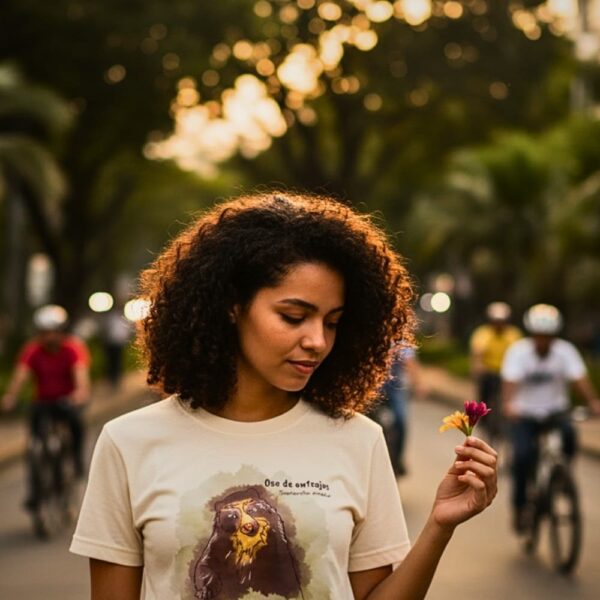 Camiseta ilustrada oso de anteojos, La Tingua Bogotana — imagen de referencia