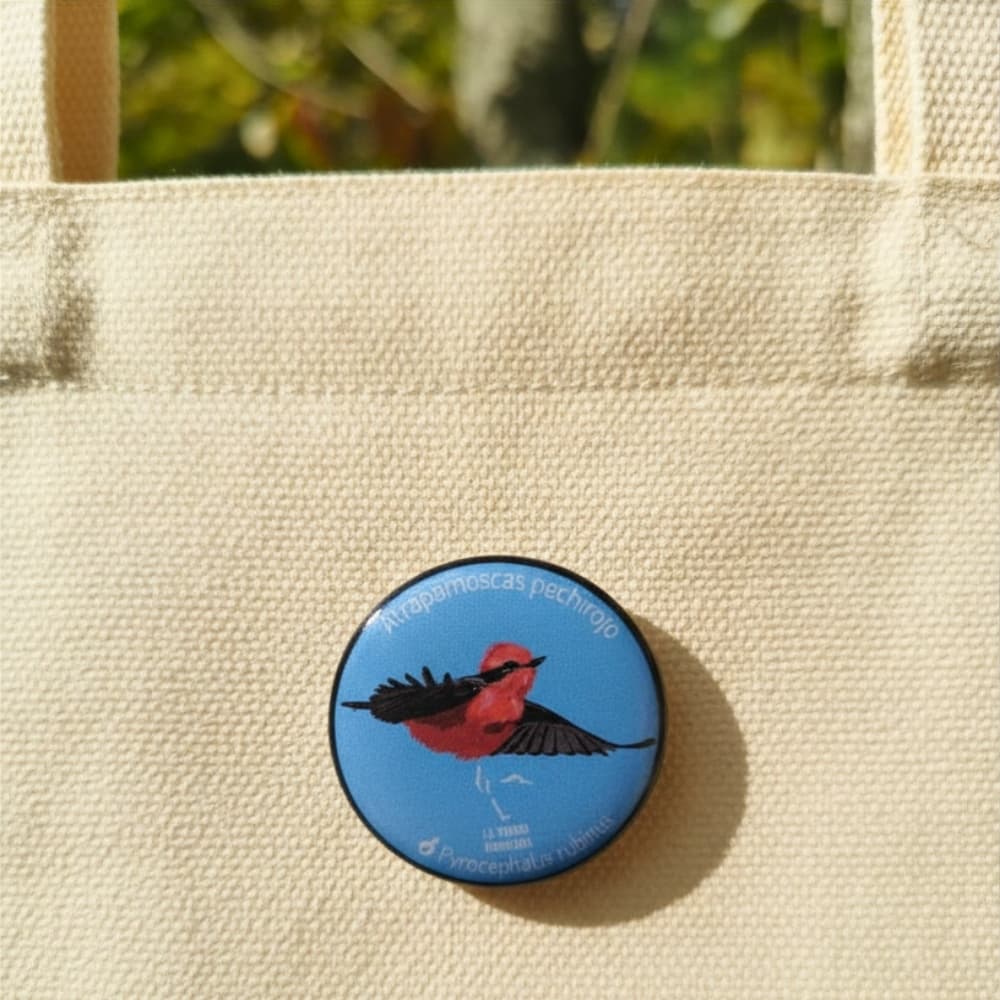 Pin ilustrado atrapamoscas pechirrojo