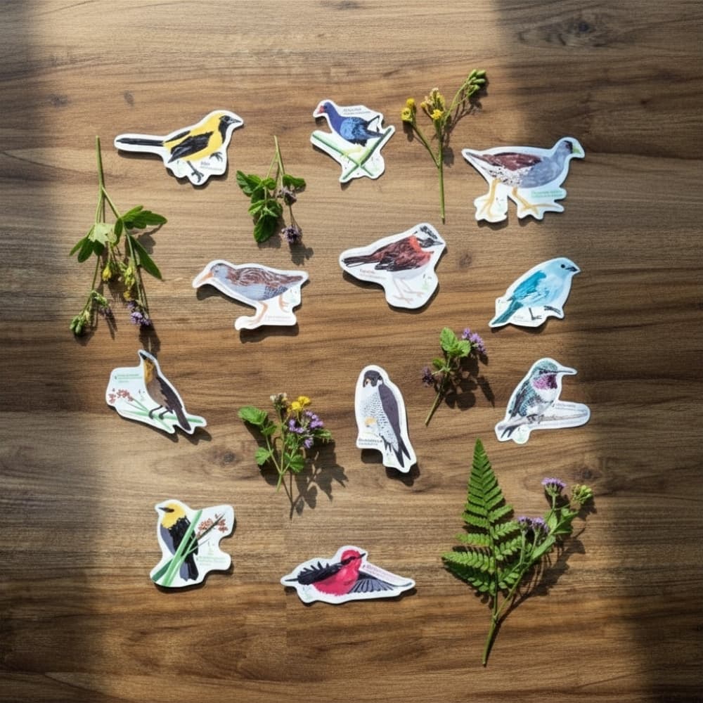 Pack de stickers ilustrados de aves bogotanas | Arte en vinilo resistente al agua