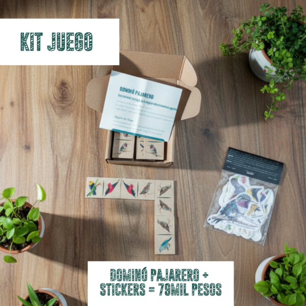 KIT JUEGO - Dominó pajarero + Stickers ilustrados